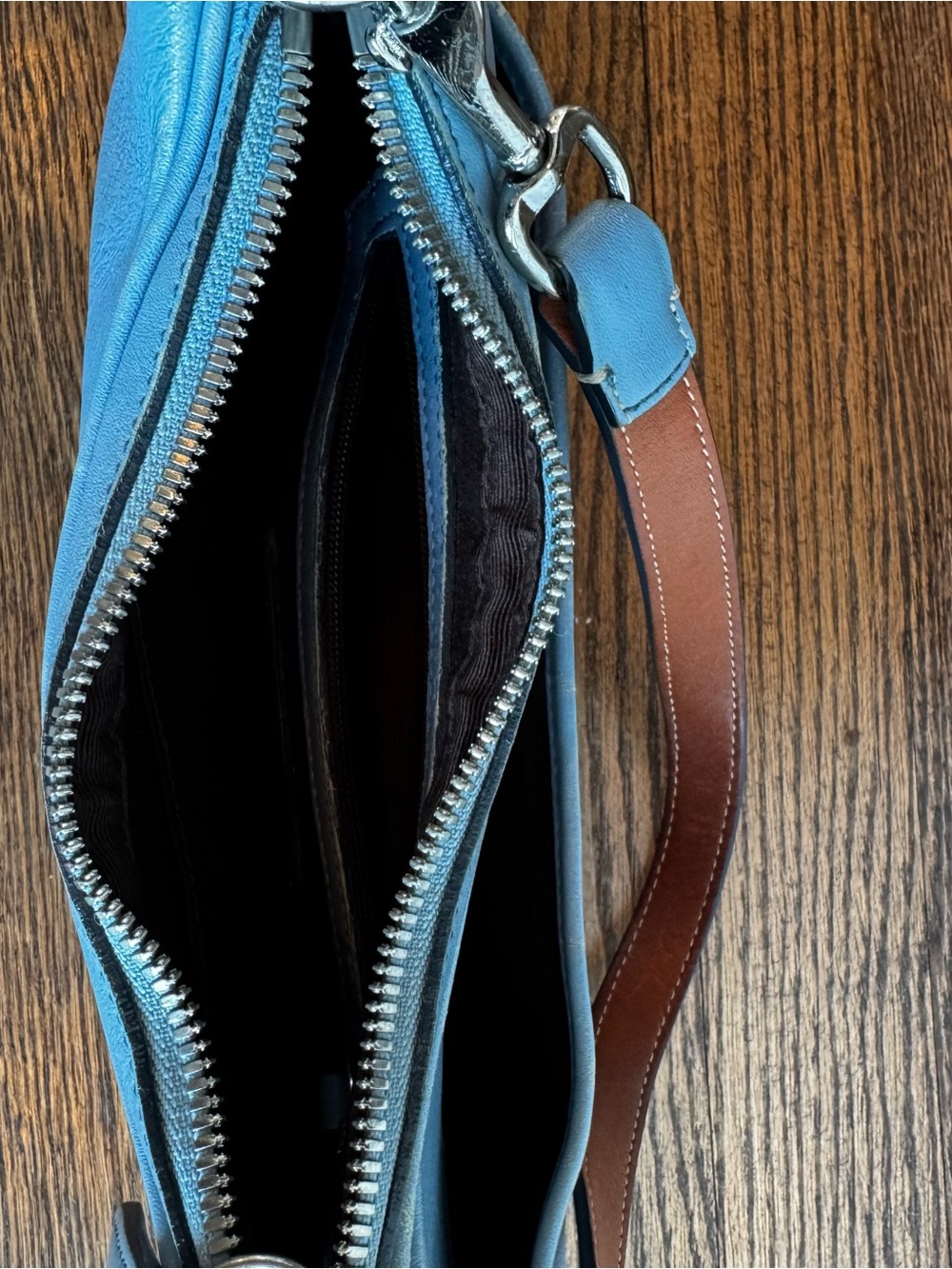 RARE Vintage Coach Pool Blue Leather Hampton Demi Hobo Bag 7593 Y2K w/Hangtag - Picture 8 of 11